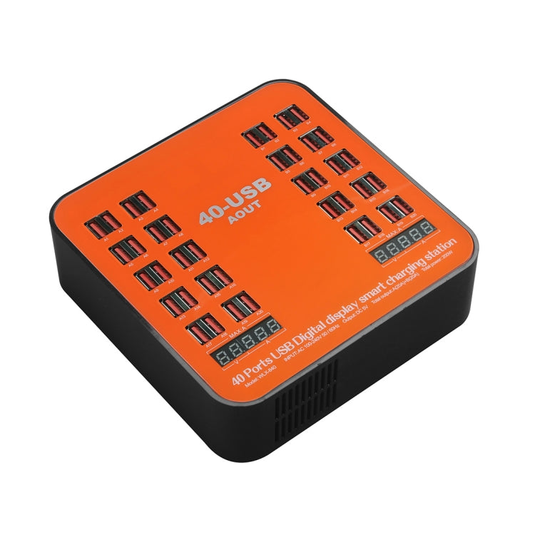 WLX-840 200W 40 Ports USB Digital Display Smart Charging Station AC100-240V, AU Plug (Black+Orange) - Multifunction Charger by PMC TechLife | Online Shopping South Africa | PMC TechLife | Buy Now Pay Later Mobicred