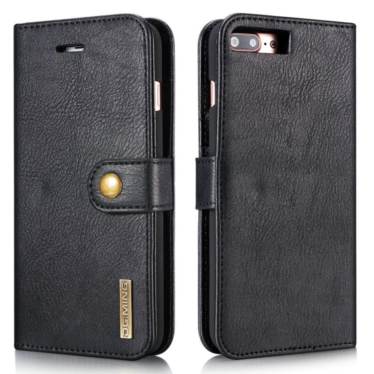 DG.MING for iPhone 8 Plus & iPhone 7 Plus Crazy Horse Texture Horizontal Flip Detachable Magnetic Protective Case with Holder & Card Slots & Wallet(Black) - More iPhone Cases by DG.MING | Online Shopping South Africa | PMC Jewellery | Buy Now Pay Later Mobicred