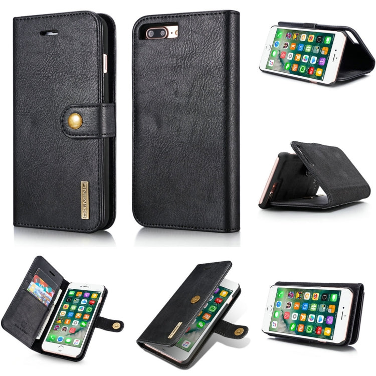 DG.MING for iPhone 8 Plus & iPhone 7 Plus Crazy Horse Texture Horizontal Flip Detachable Magnetic Protective Case with Holder & Card Slots & Wallet(Black) - More iPhone Cases by DG.MING | Online Shopping South Africa | PMC Jewellery | Buy Now Pay Later Mobicred