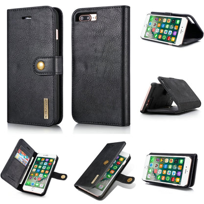 DG.MING for iPhone 8 Plus & iPhone 7 Plus Crazy Horse Texture Horizontal Flip Detachable Magnetic Protective Case with Holder & Card Slots & Wallet(Black) - More iPhone Cases by DG.MING | Online Shopping South Africa | PMC Jewellery | Buy Now Pay Later Mobicred