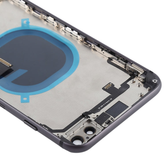 Battery Back Cover Assembly with Side Keys & Vibrator & Speaker Ringer Buzzer & Power Button + Volume Button Flex Cable & Card Tray for iPhone 8 Plus(Black)