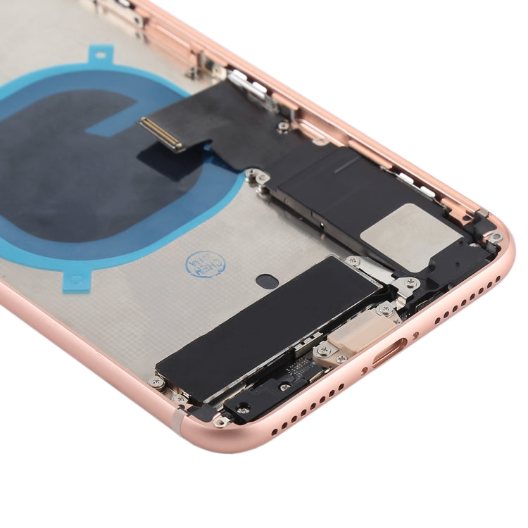 Battery Back Cover Assembly with Side Keys & Vibrator & Speaker Ringer Buzzer & Power Button + Volume Button Flex Cable & Card Tray for iPhone 8 Plus(Rose Gold)