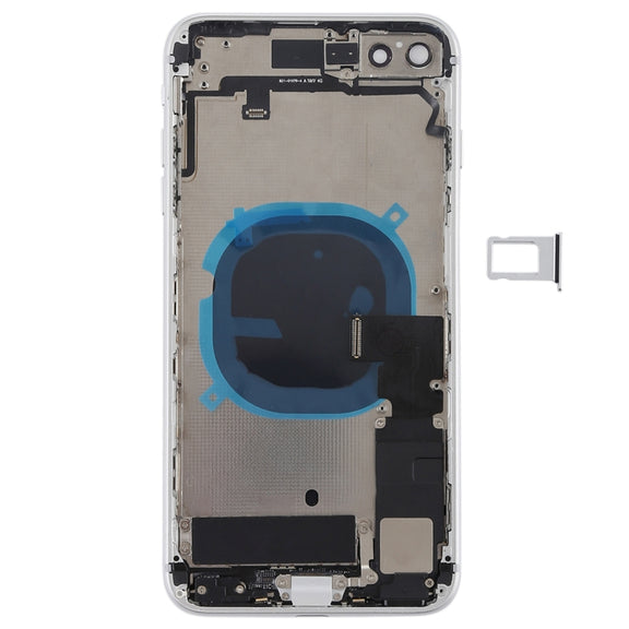 Battery Back Cover Assembly with Side Keys & Vibrator & Speaker Ringer Buzzer & Power Button + Volume Button Flex Cable & Card Tray for iPhone 8 Plus(Silver)