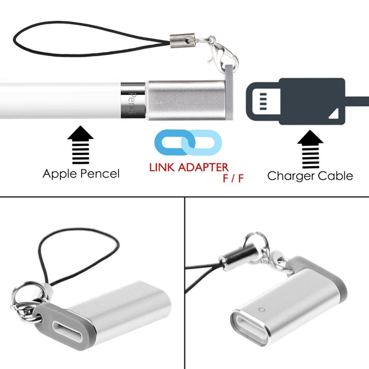 Aluminum Shell Apple Pencil Charger Adapter for iPad Pro(Silver)