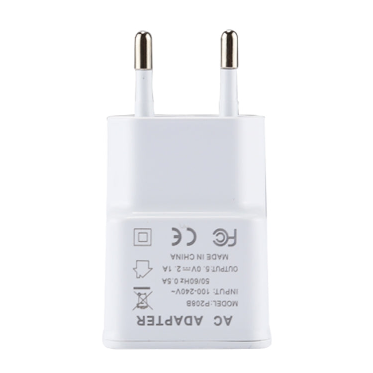 For iPhone 5V 2.1A Intellgent Identification USB Charger with 1m USB to 8 Pin Charging Cable, EU Plug(White)