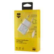 For iPhone 5V 2.1A Intellgent Identification USB Charger with 1m USB to 8 Pin Charging Cable, EU Plug(White)