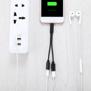 12cm 8 Pin Male to Dual 8 Pin Female Adapter Cable, For iPhone XR / iPhone XS MAX / iPhone X & XS / iPhone 8 & 8 Plus / iPhone 7 & 7 Plus / iPhone 6 & 6s & 6 Plus & 6s Plus / iPad, Support IOS 11.2(Black)
