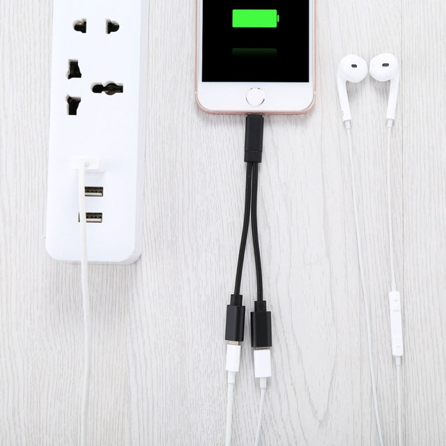 12cm 8 Pin Male to Dual 8 Pin Female Adapter Cable, For iPhone XR / iPhone XS MAX / iPhone X & XS / iPhone 8 & 8 Plus / iPhone 7 & 7 Plus / iPhone 6 & 6s & 6 Plus & 6s Plus / iPad, Support IOS 11.2(Black)