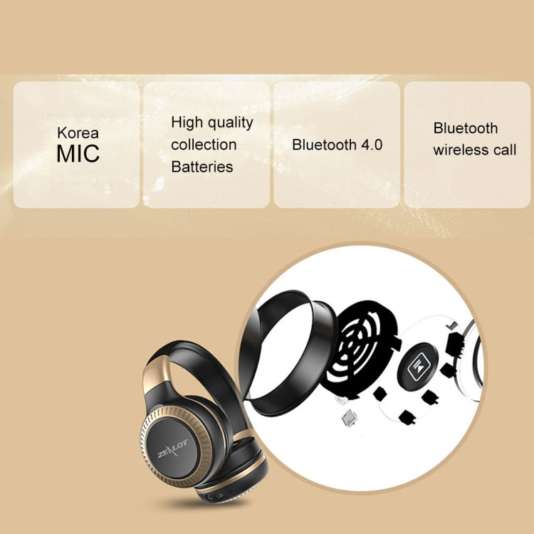 ZEALOT B20 Stereo Wired Wireless Bluetooth 4.0 Subwoofer Headset with 3.5mm Universal Audio Cable Jack & HD Microphone, For Mobile Phones & Tablets & Laptops(Gold) - free shipping - PMC TechLife - Order now!