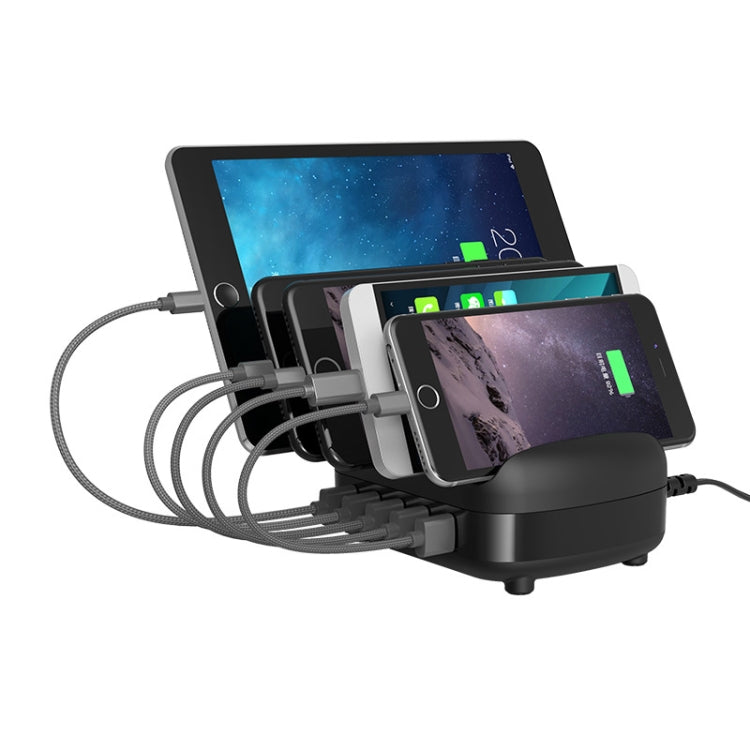 ORICO DUK-5P 40W 5 USB Ports Smart Charging Station with Phone & Tablet Stand(Black) - Multifunction Charger by ORICO | Online Shopping South Africa | PMC TechLife | Buy Now Pay Later Mobicred