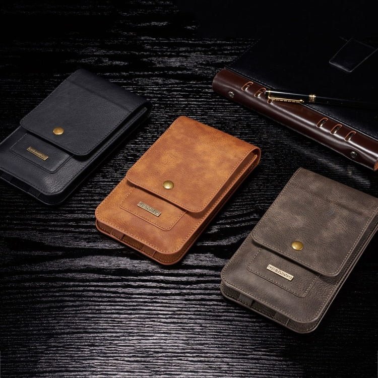 DG.MING Universal Cowskin Leather Protective Case Bag Waist Bag with Card Slots & Hook, For iPhone, Samsung, Sony, Huawei, Meizu, Lenovo, ASUS, Oneplus, Xiaomi, Cubot, Ulefone, Letv, DOOGEE, Vkworld, and other Smartphones Below 6.5 inch(Black)