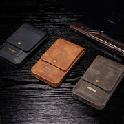 DG.MING Universal Cowskin Leather Protective Case Bag Waist Bag with Card Slots & Hook, For iPhone, Samsung, Sony, Huawei, Meizu, Lenovo, ASUS, Oneplus, Xiaomi, Cubot, Ulefone, Letv, DOOGEE, Vkworld, and other Smartphones Below 6.5 inch(Grey)