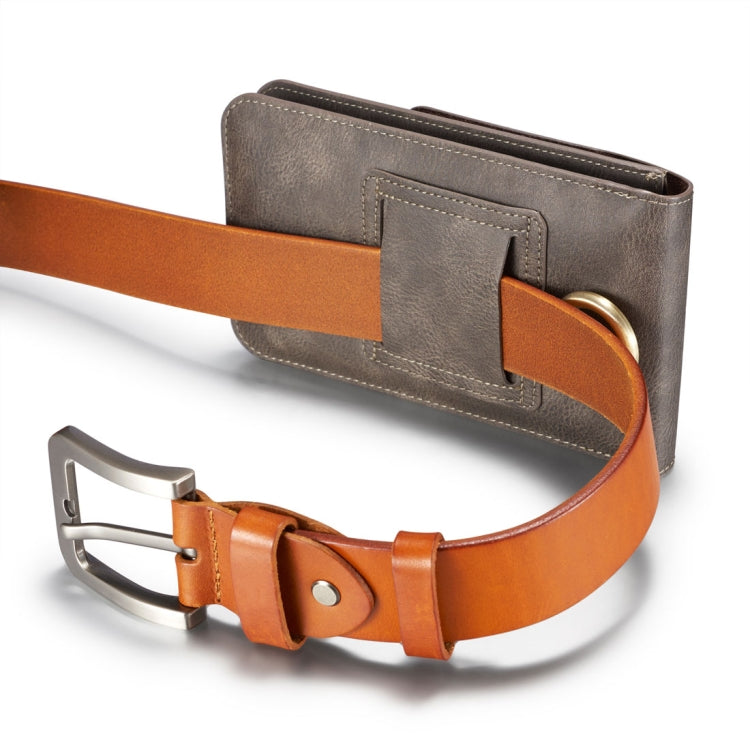 DG.MING Universal Cowskin Leather Protective Case Bag Waist Bag with Card Slots & Hook, For iPhone, Samsung, Sony, Huawei, Meizu, Lenovo, ASUS, Oneplus, Xiaomi, Cubot, Ulefone, Letv, DOOGEE, Vkworld, and other Smartphones Below 6.5 inch(Grey)