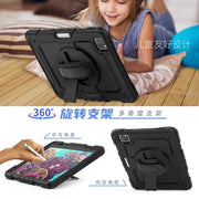 For iPad Pro 11 inch (2018) / Pro 11 inch (2020) Shockproof Colorful Silica Gel + PC Protective Tablet Case with Holder & Shoulder Strap & Hand Strap & Pen Slot(Black)