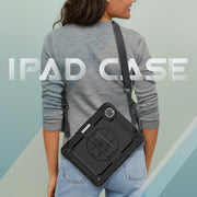 For iPad Pro 11 inch (2018) / Pro 11 inch (2020) Shockproof Colorful Silica Gel + PC Protective Tablet Case with Holder & Shoulder Strap & Hand Strap & Pen Slot(Black)