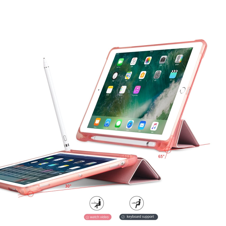 Multi-folding Shockproof TPU Protective Case for iPad 9.7 (2018) / 9.7 (2017) / air / air2, with Holder & Pen Slot(Blue)