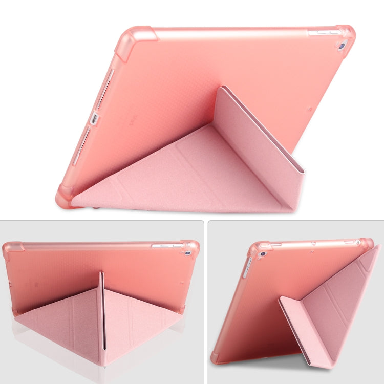 Multi-folding Shockproof TPU Protective Case for iPad 9.7 (2018) / 9.7 (2017) / air / air2, with Holder & Pen Slot(Blue)