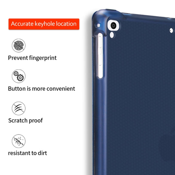 Multi-folding Shockproof TPU Protective Case for iPad 9.7 (2018) / 9.7 (2017) / air / air2, with Holder & Pen Slot(Blue)