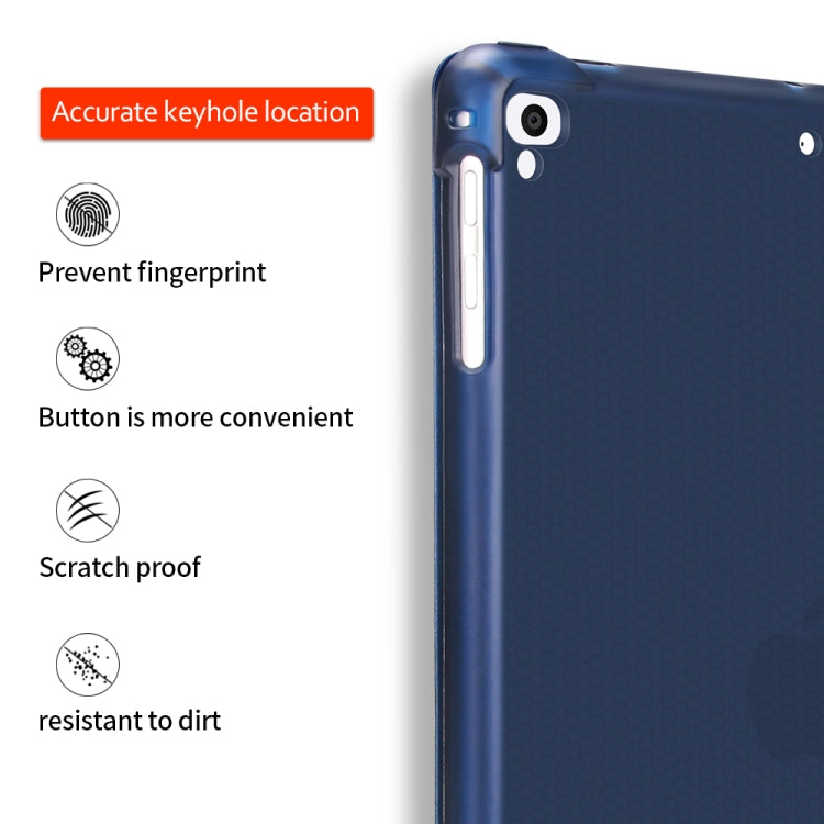 Multi-folding Shockproof TPU Protective Case for iPad 9.7 (2018) / 9.7 (2017) / air / air2, with Holder & Pen Slot(Blue)