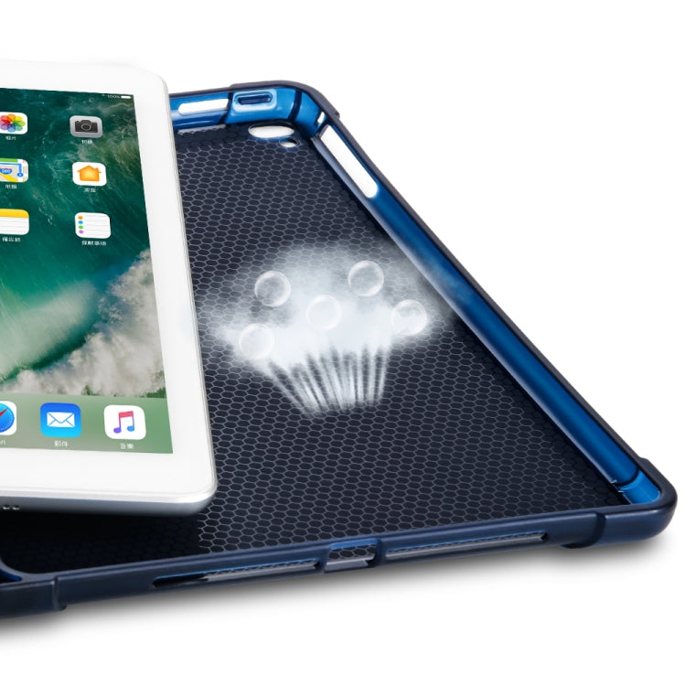 Multi-folding Shockproof TPU Protective Case for iPad 9.7 (2018) / 9.7 (2017) / air / air2, with Holder & Pen Slot(Blue)