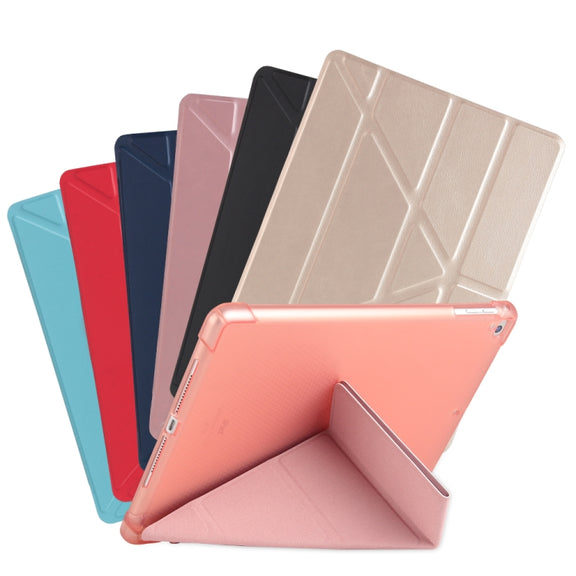 Multi-folding Shockproof TPU Protective Case for iPad 9.7 (2018) / 9.7 (2017) / air / air2, with Holder & Pen Slot(Blue)