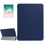 For iPad Pro 10.5 inch PU Litchi Texture 3-folding Smart Case Clear Back Cover with Holder(navy)