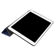 For iPad Pro 10.5 inch PU Litchi Texture 3-folding Smart Case Clear Back Cover with Holder(navy)
