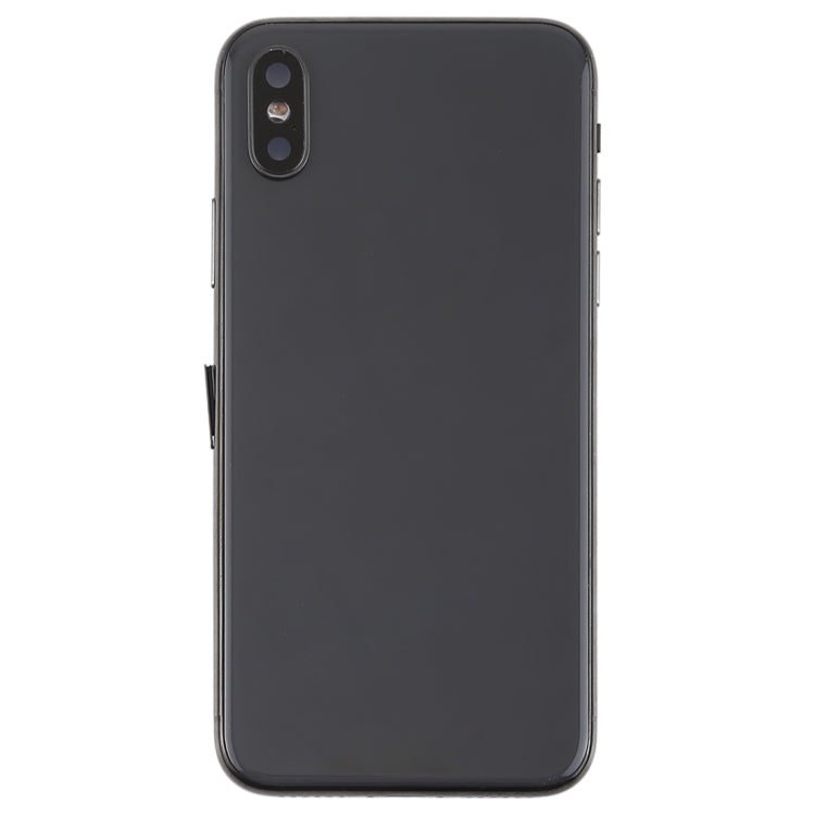 Battery Back Cover Assembly with Side Keys & Vibrator & Speaker Ringer Buzzer & Power Button + Volume Button Flex Cable & Card Tray & Battery Adhesive for iPhone X(Black)