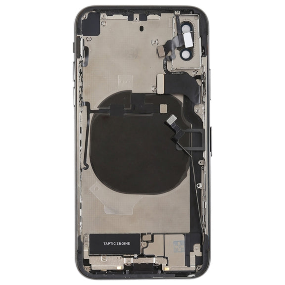 Battery Back Cover Assembly with Side Keys & Vibrator & Speaker Ringer Buzzer & Power Button + Volume Button Flex Cable & Card Tray & Battery Adhesive for iPhone X(Black)