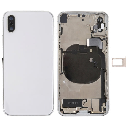 Battery Back Cover Assembly with Side Keys & Vibrator & Speaker Ringer Buzzer & Power Button + Volume Button Flex Cable & Card Tray & Battery Adhesive for iPhone X(White) - Back Cover by PMC TechLife | Online Shopping South Africa | PMC TechLife