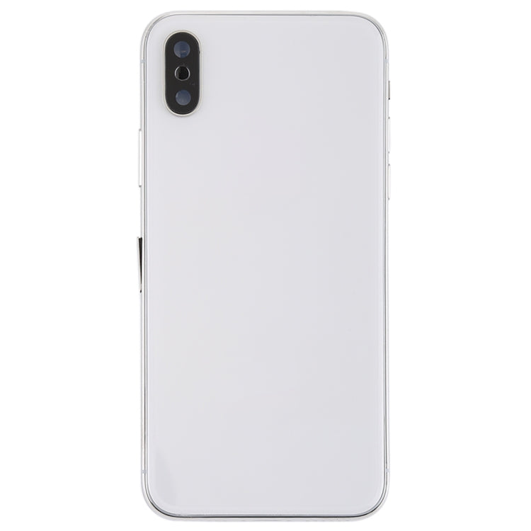 Battery Back Cover Assembly with Side Keys & Vibrator & Speaker Ringer Buzzer & Power Button + Volume Button Flex Cable & Card Tray & Battery Adhesive for iPhone X(White)