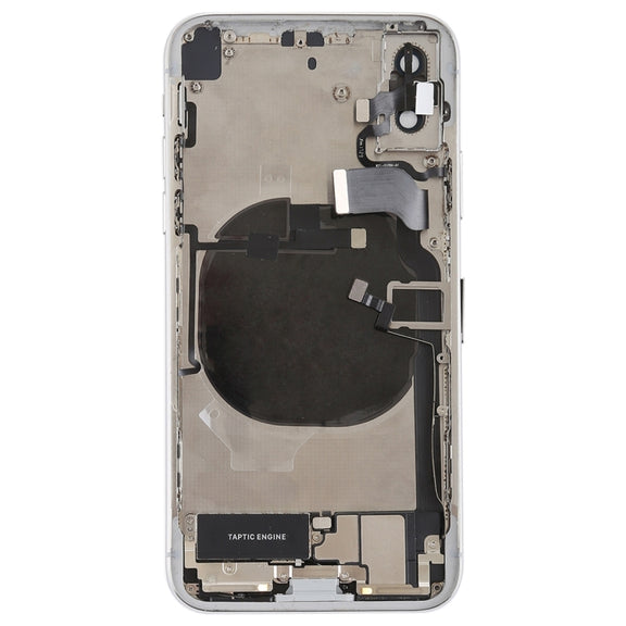 Battery Back Cover Assembly with Side Keys & Vibrator & Speaker Ringer Buzzer & Power Button + Volume Button Flex Cable & Card Tray & Battery Adhesive for iPhone X(White)