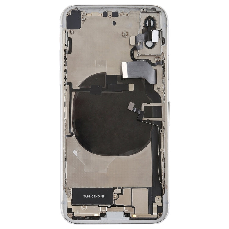 Battery Back Cover Assembly with Side Keys & Vibrator & Speaker Ringer Buzzer & Power Button + Volume Button Flex Cable & Card Tray & Battery Adhesive for iPhone X(White)