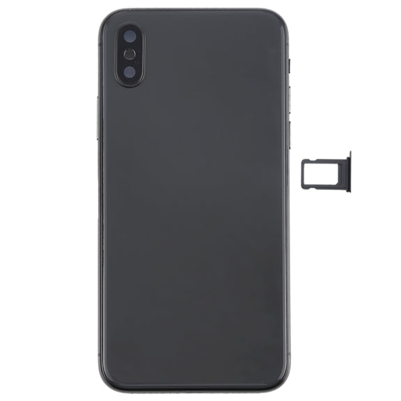 Battery Back Cover Assembly with Side Keys & Wireless Charging Module & Volume Button Flex Cable & Card Tray for iPhone X(Black)