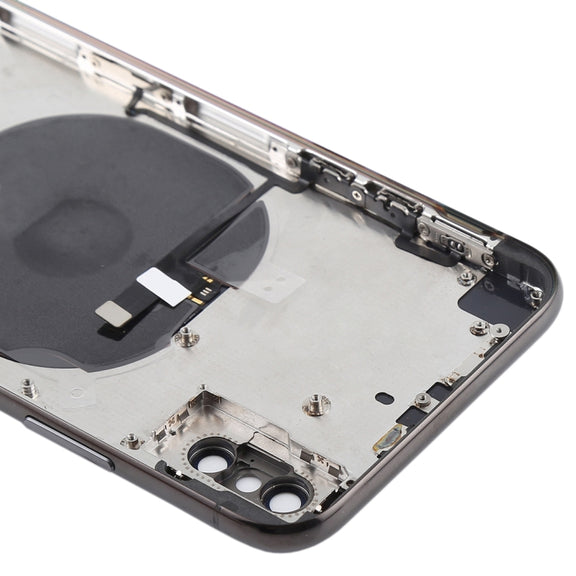 Battery Back Cover Assembly with Side Keys & Wireless Charging Module & Volume Button Flex Cable & Card Tray for iPhone X(Black)