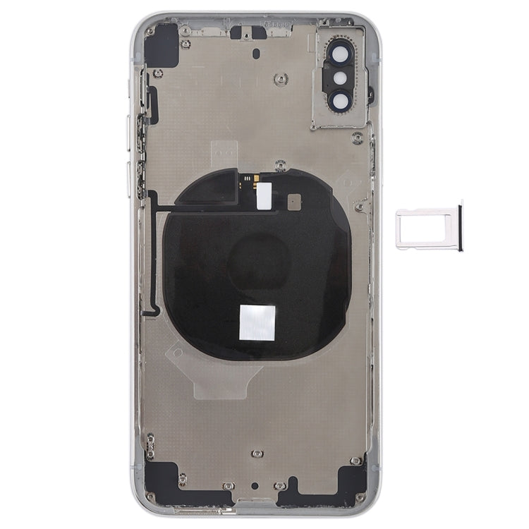 Battery Back Cover Assembly with Side Keys & Wireless Charging Module & Volume Button Flex Cable & Card Tray for iPhone X(White)