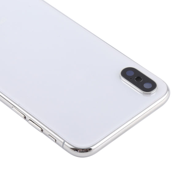 Battery Back Cover Assembly with Side Keys & Wireless Charging Module & Volume Button Flex Cable & Card Tray for iPhone X(White)