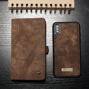 For iPhone X / XS CaseMe-008 TPU + PC Magnetic Absorption Detachable Back Cover Horizontal Flip Leather Case with Holder & Card Slots & Zipper Wallet & Photo Frame(Brown)