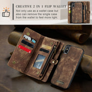 For iPhone X / XS CaseMe-008 TPU + PC Magnetic Absorption Detachable Back Cover Horizontal Flip Leather Case with Holder & Card Slots & Zipper Wallet & Photo Frame(Brown)
