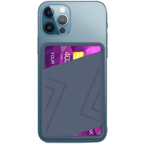 For iPhone 13 Series / iPhone 12 Series Silicone Wallet Pouch Card Case Magsafing Card Holder(Blue)