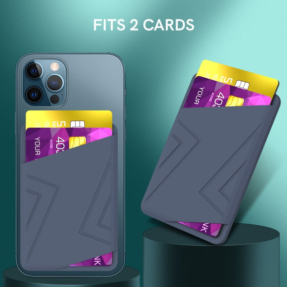 For iPhone 13 Series / iPhone 12 Series Silicone Wallet Pouch Card Case Magsafing Card Holder(Blue)