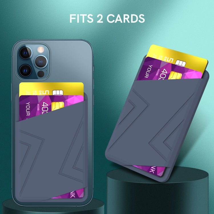 For iPhone 13 Series / iPhone 12 Series Silicone Wallet Pouch Card Case Magsafing Card Holder(Blue)
