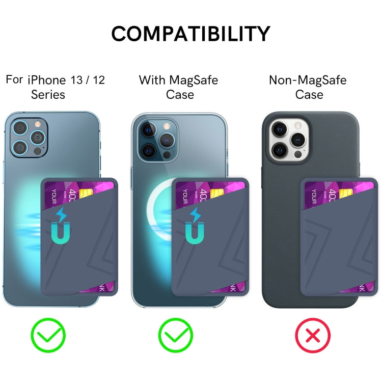 For iPhone 13 Series / iPhone 12 Series Silicone Wallet Pouch Card Case Magsafing Card Holder(Blue)