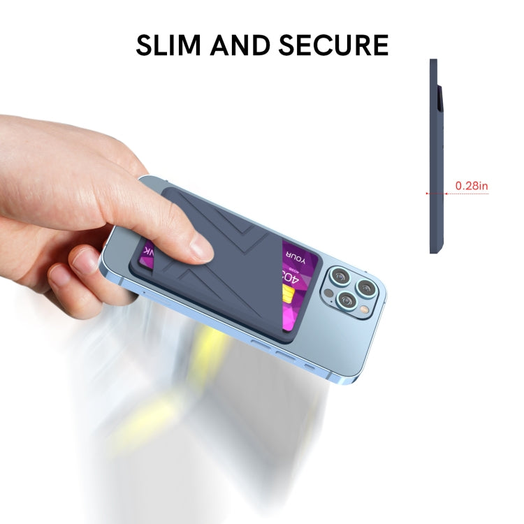For iPhone 13 Series / iPhone 12 Series Silicone Wallet Pouch Card Case Magsafing Card Holder(Blue)