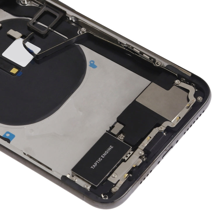 Battery Back Cover Assembly (with Side Keys & Speaker Ringer Buzzer & Motor & Camera Lens & Card Tray & Power Button + Volume Button + Charging Port + Signal Flex Cable & Wireless Charging Module) for iPhone XS Max(Black)