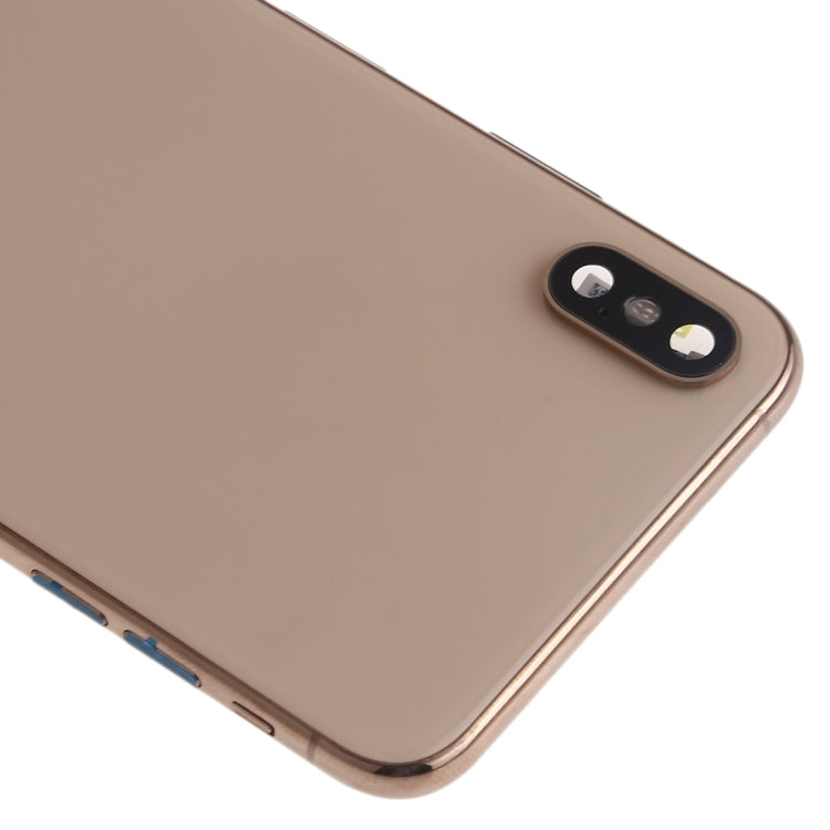 Battery Back Cover Assembly (with Side Keys & Speaker Ringer Buzzer & Motor & Camera Lens & Card Tray & Power Button + Volume Button + Charging Port + Signal Flex Cable & Wireless Charging Module) for iPhone XS Max(Gold)