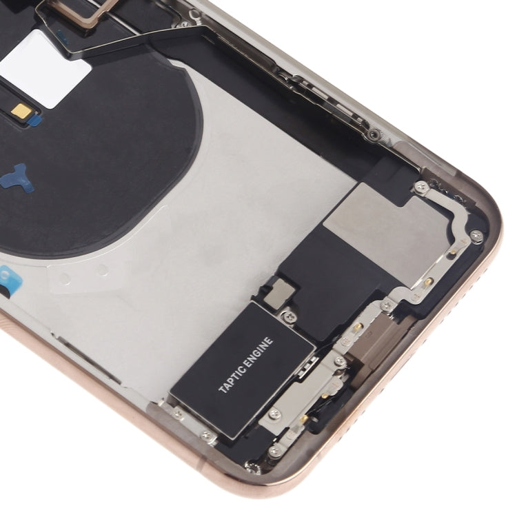 Battery Back Cover Assembly (with Side Keys & Speaker Ringer Buzzer & Motor & Camera Lens & Card Tray & Power Button + Volume Button + Charging Port + Signal Flex Cable & Wireless Charging Module) for iPhone XS Max(Gold) - Back Cover by PMC TechLife | Online Shopping South Africa | PMC TechLife