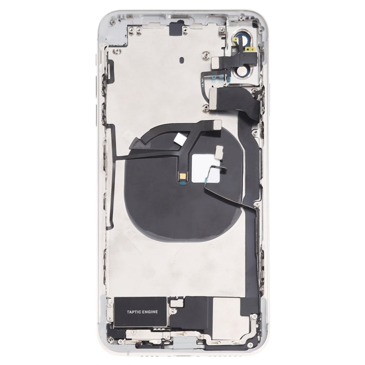 Battery Back Cover Assembly (with Side Keys & Speaker Ringer Buzzer & Motor & Camera Lens & Card Tray & Power Button + Volume Button + Charging Port + Signal Flex Cable & Wireless Charging Module) for iPhone XS Max(White)