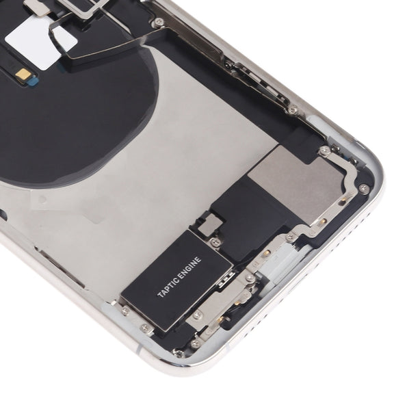 Battery Back Cover Assembly (with Side Keys & Speaker Ringer Buzzer & Motor & Camera Lens & Card Tray & Power Button + Volume Button + Charging Port + Signal Flex Cable & Wireless Charging Module) for iPhone XS Max(White)