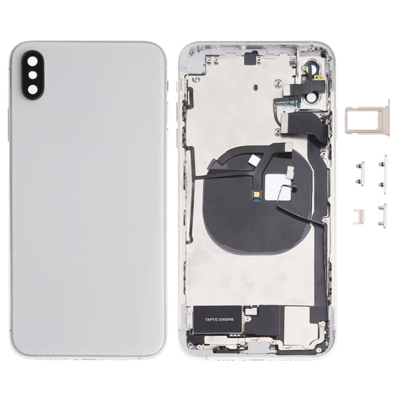 Battery Back Cover Assembly (with Side Keys & Speaker Ringer Buzzer & Motor & Camera Lens & Card Tray & Power Button + Volume Button + Charging Port + Signal Flex Cable & Wireless Charging Module) for iPhone XS Max(White)